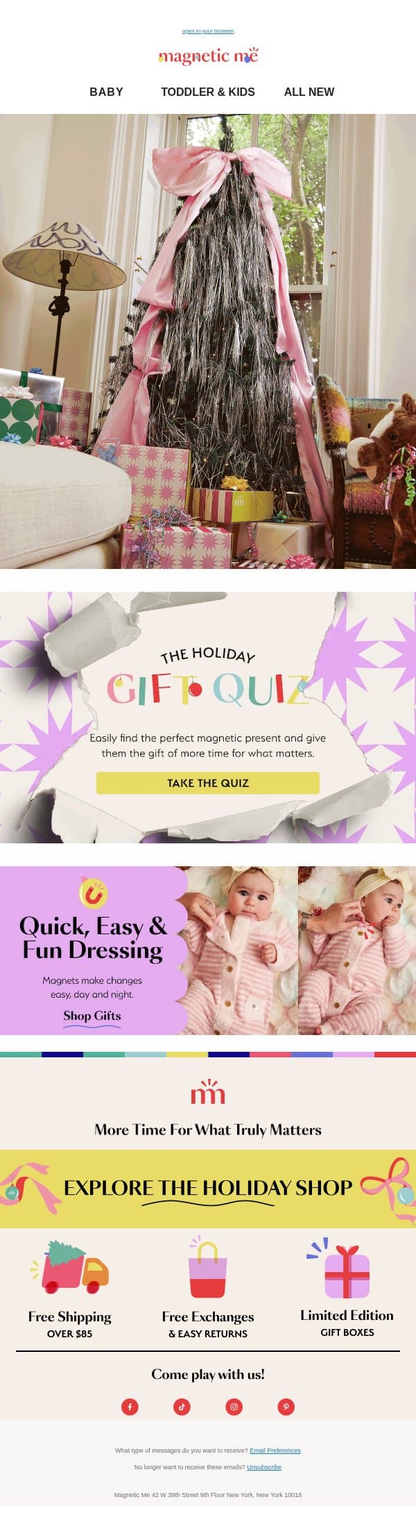 Take the Holiday Gift Quiz! email from Magnetic Me screenshot