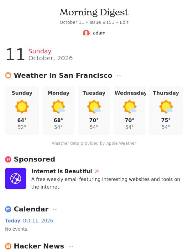 Morning Digest #151 email from Mailbrew