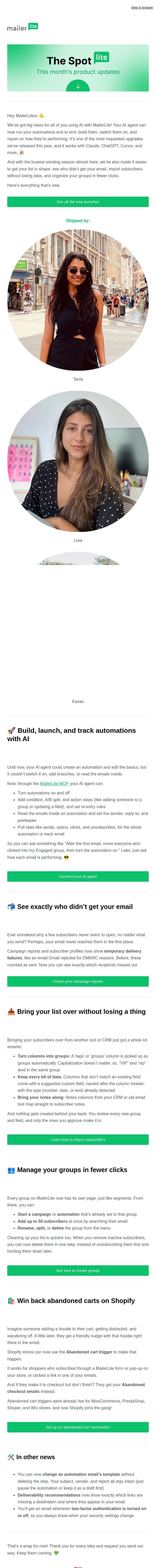 Build automations faster with AI 🤖 email from MailerLite screenshot