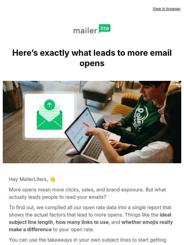 What makes emails get opened? email from MailerLite