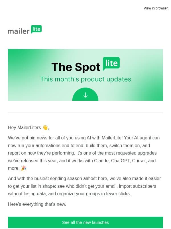Build automations faster with AI 🤖 email from MailerLite