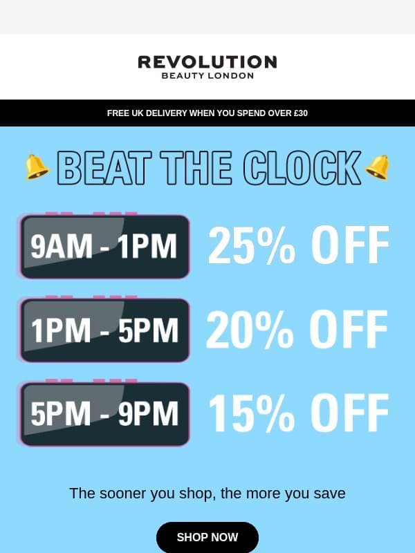 Hurry! 25% off & DECLINING ⏰ email from Makeup Revolution