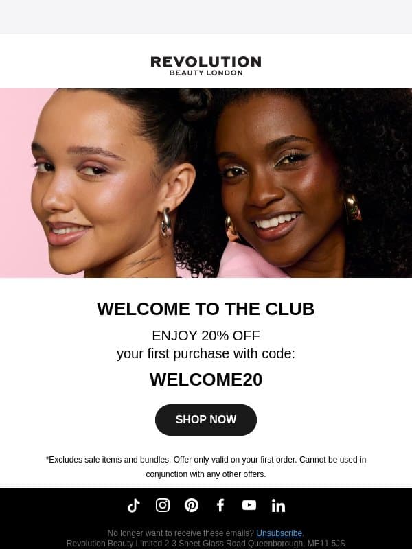 You're in the club 💖 email from Makeup Revolution