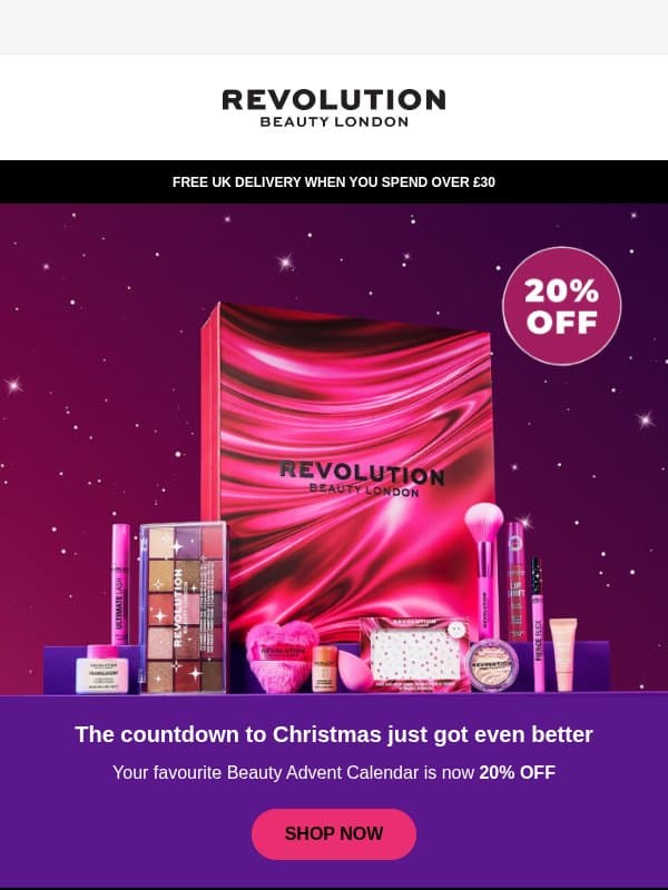 Advent PRICE DROP ALERT 🚨 email from Makeup Revolution