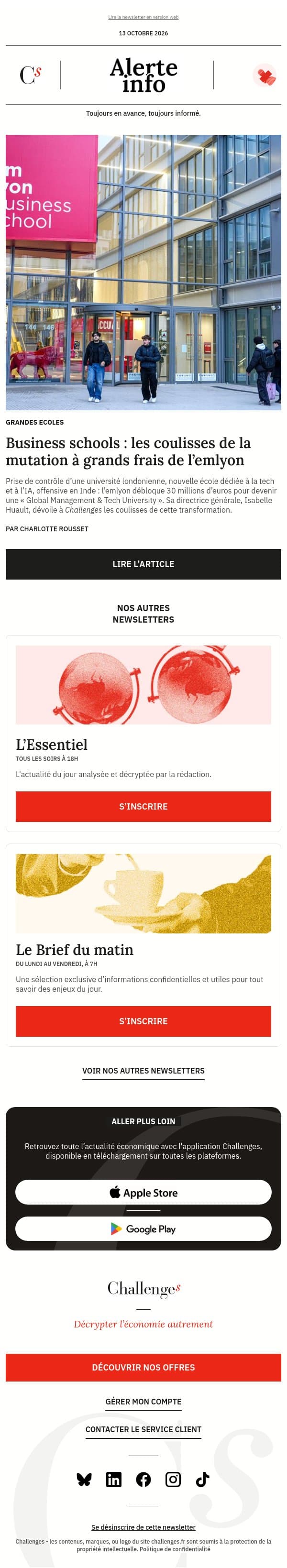 Exclusif : Les coulisses de la mutation XXL de l’emlyon pour surclasser ses rivales email from Management screenshot