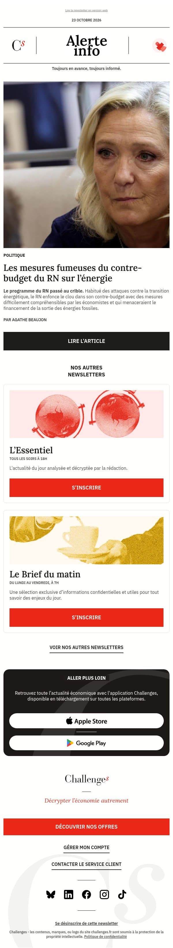 Alerte info : Les mesures bancales du contre-budget du RN sur l’énergie email from Management screenshot