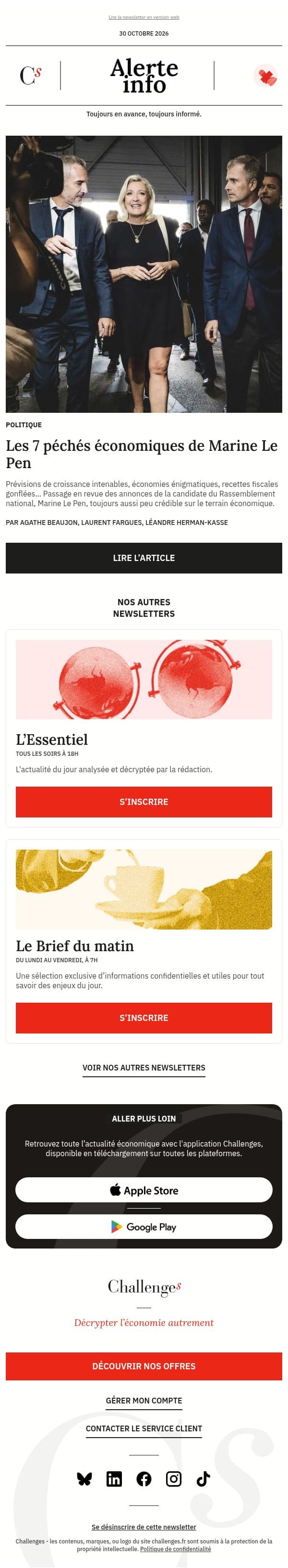 Alerte info : Les 7 péchés économiques du programme de Marine Le Pen email from Management screenshot
