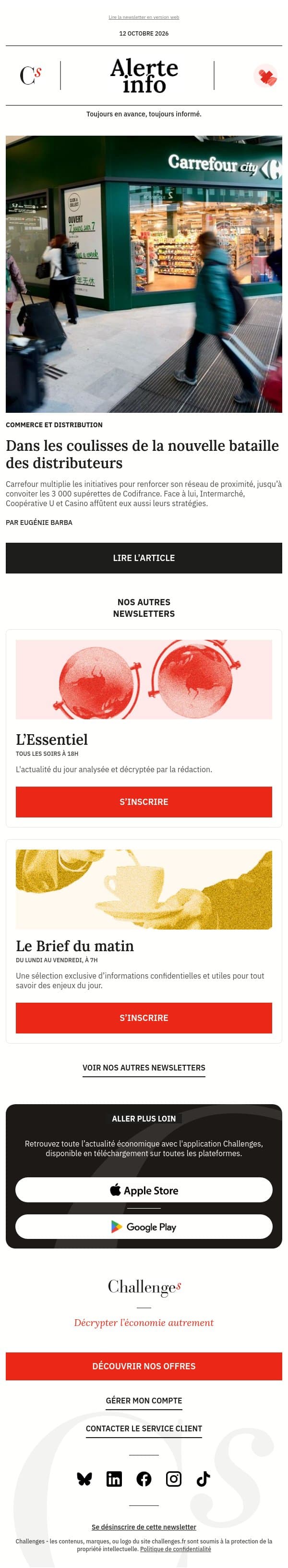 Alerte info : « Tous les distributeurs s’y intéressent », surtout Carrefour : dans les coulisses de la nouvelle bataille des distributeurs email from Management screenshot
