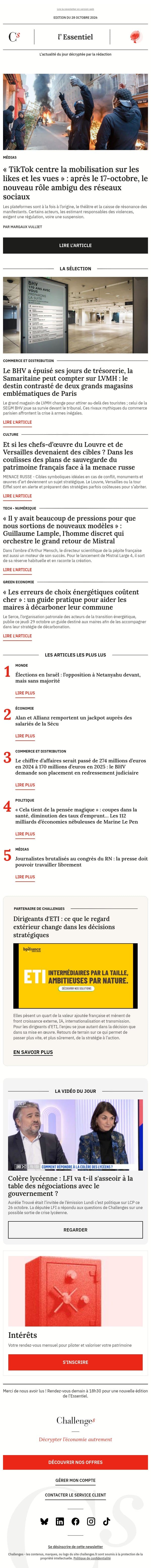 « TikTok centre la mobilisation sur les likes et les vues » : après le 17-octobre, le nouveau rôle ambigu des réseaux sociaux email from Management screenshot