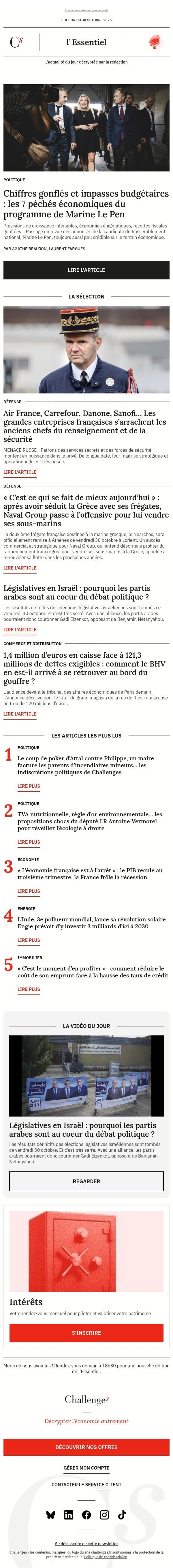 Chiffres gonflés et impasses budgétaires : les 7 péchés économiques du programme de Marine Le Pen email from Management screenshot