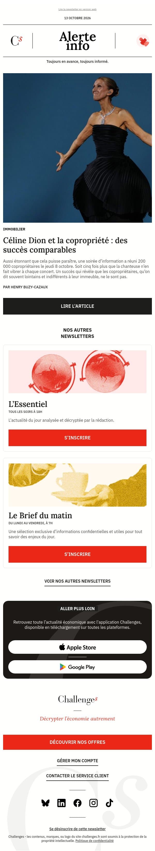 Alerte info : Autant de monde que 5 concerts de Céline Dion : ce que révèle l’incroyable succès de la grande soirée de la copropriété email from Management screenshot
