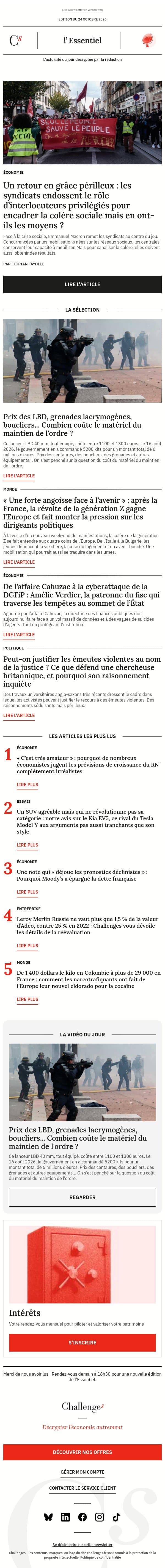 Un retour en grâce périlleux : les syndicats endossent le rôle d’interlocuteurs privilégiés pour encadrer la colère sociale mais en ont-ils les moyens ? email from Management screenshot
