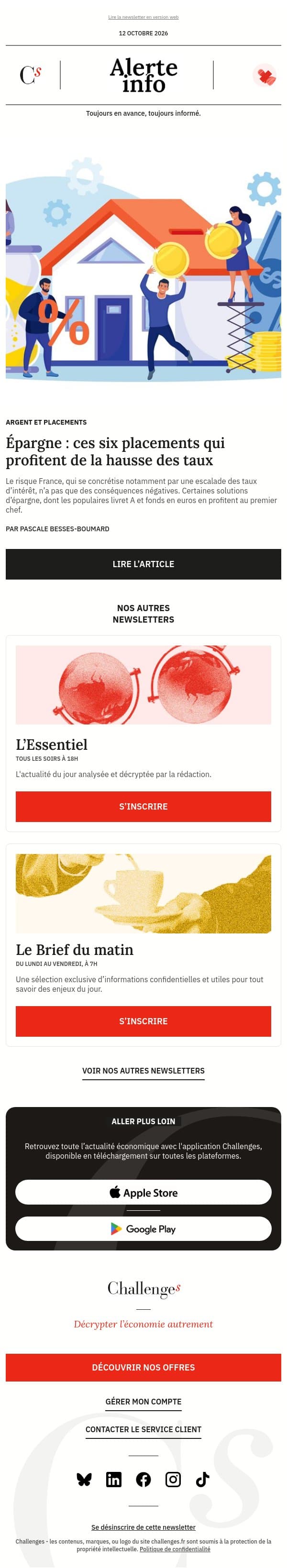 Alerte info : La France s’enfonce dans la crise, mais votre épargne pourrait en profiter email from Management screenshot
