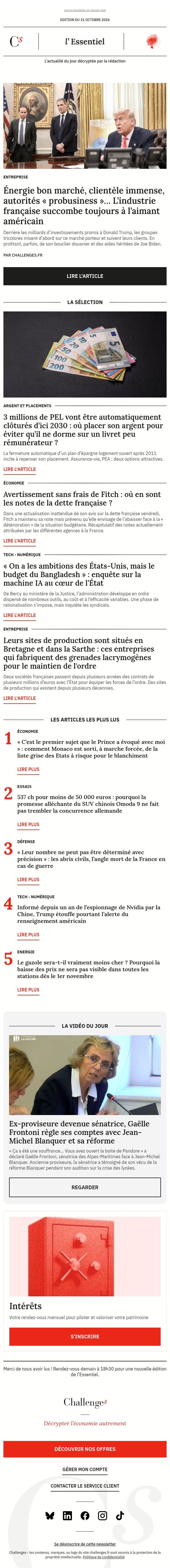 Énergie bon marché, clientèle immense, autorités « probusiness »… L’industrie française succombe toujours à l’aimant américain email from Management screenshot