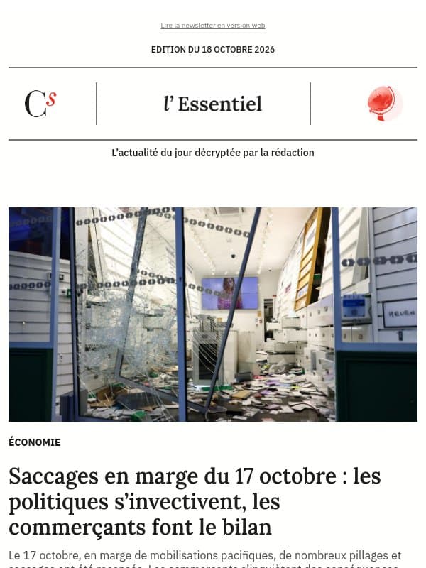 Saccages en marge du 17 octobre : les politiques s’invectivent, les commerçants font le bilan email from Management