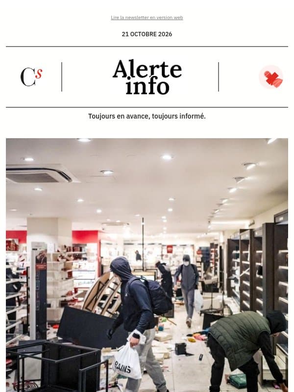 Alerte info : Après les émeutes du 17 octobre, qui paiera vraiment la facture ? email from Management