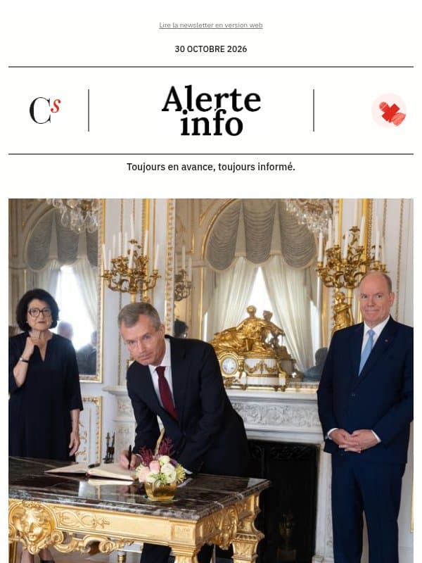 Alerte info : « C’est le premier sujet que le Prince a évoqué avec moi » : comment Monaco est sorti, à marche forcée, de la liste grise des Etats à risque pour le blanchiment email from Management