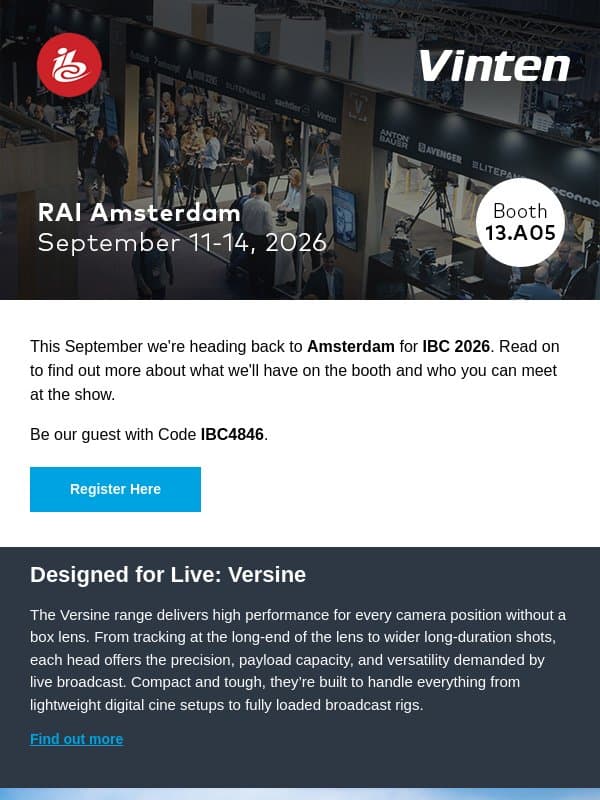 IBC 2026: Discover support for every broadcast email from Manfrotto