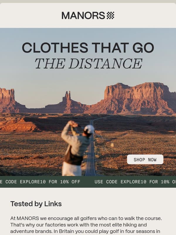 It starts on the golf course. email from Manors Golf