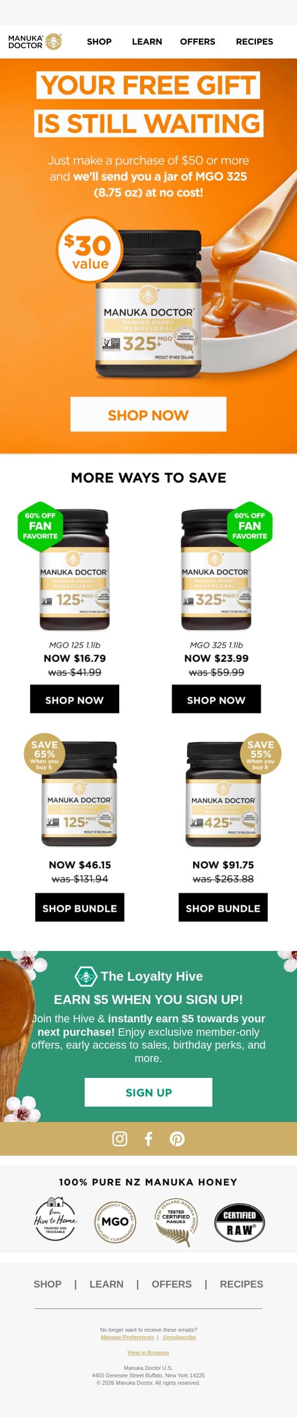 Free Gift with Purchase Ends Tomorrow! ⏰ email from Manuka Doctor screenshot