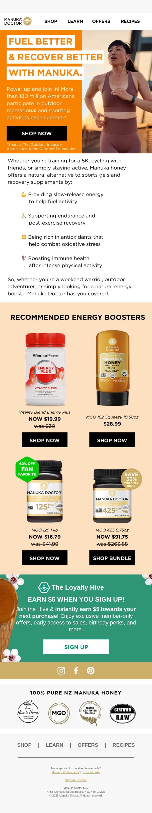 Your Secret Weapon for Summer Activities email from Manuka Doctor screenshot