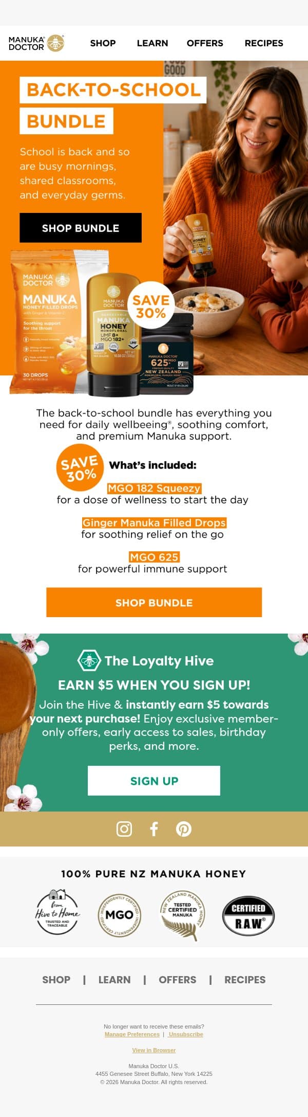 30% Off: Your back-to-school bundle is here! π email from Manuka Doctor screenshot