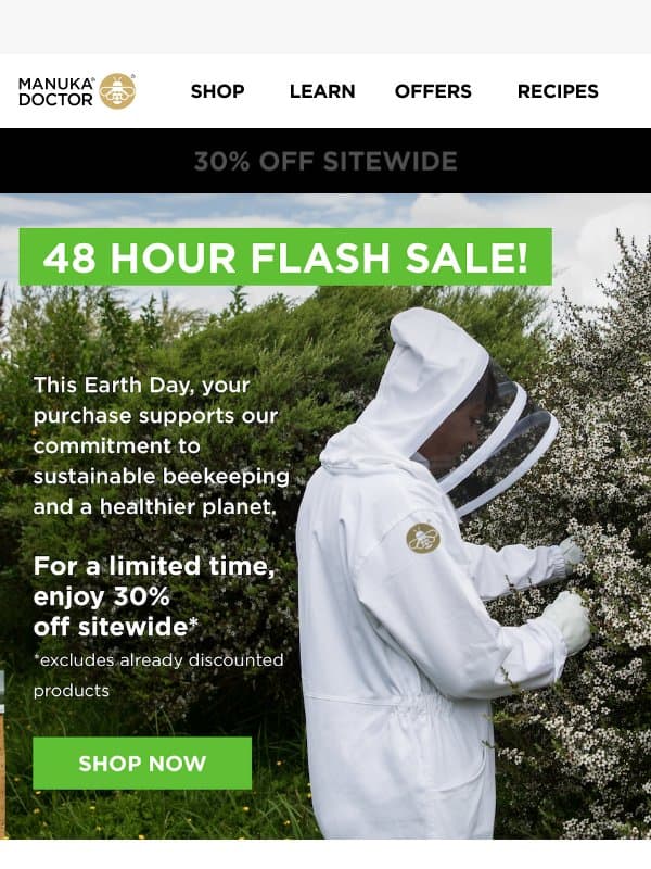 Save 30% Sitewide for a limited time! โณ email from Manuka Doctor