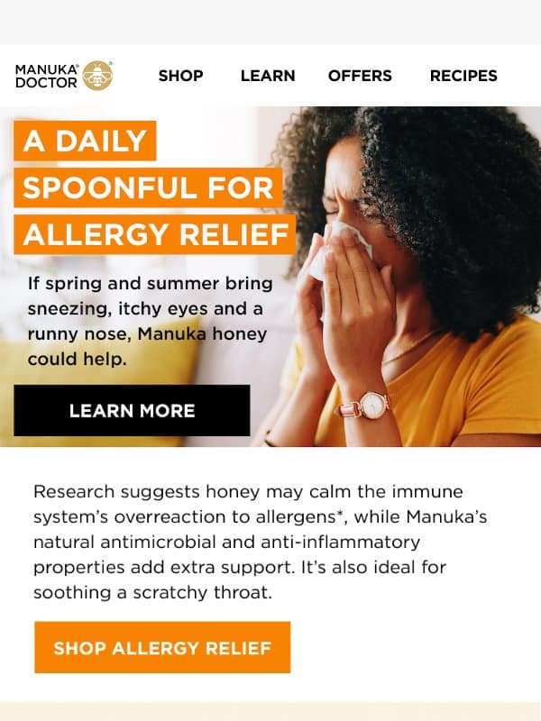 ๐คงAllergies driving you crazy? email from Manuka Doctor