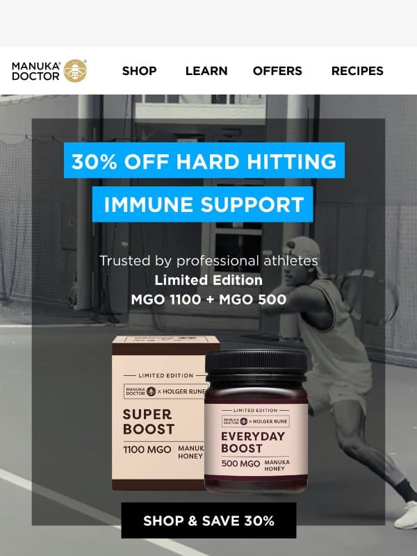 Last Chance to Save 30% on MGO 1100 + 500 🍯 email from Manuka Doctor