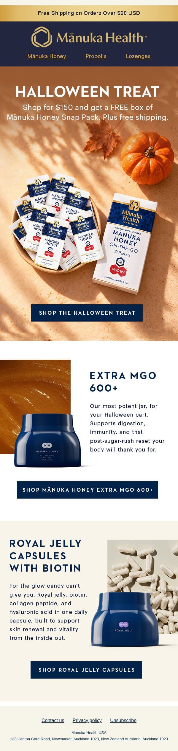 Trick or treat? We’ll take treat. email from Manuka Health screenshot