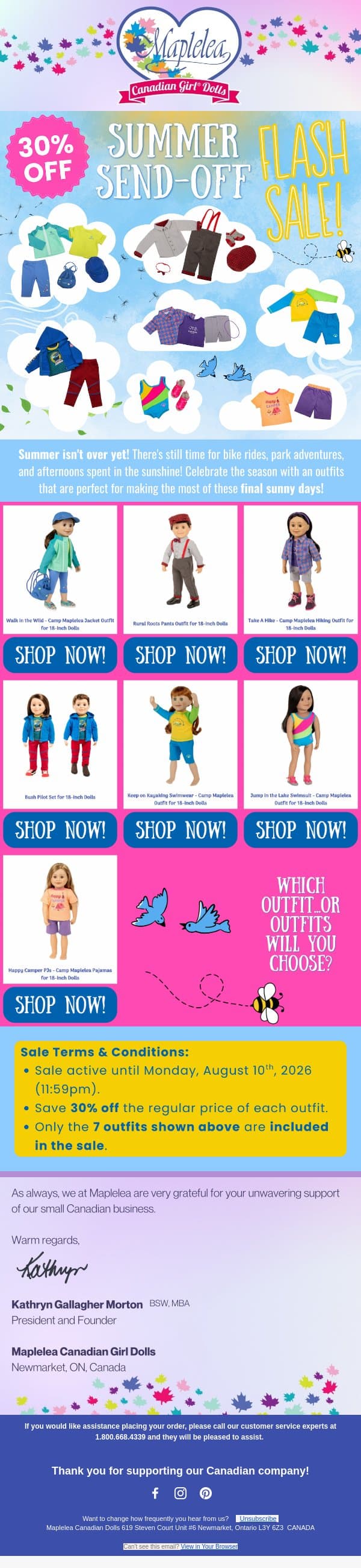 Summer Send-off FLASH SALE! ☀️ email from Maplelea screenshot