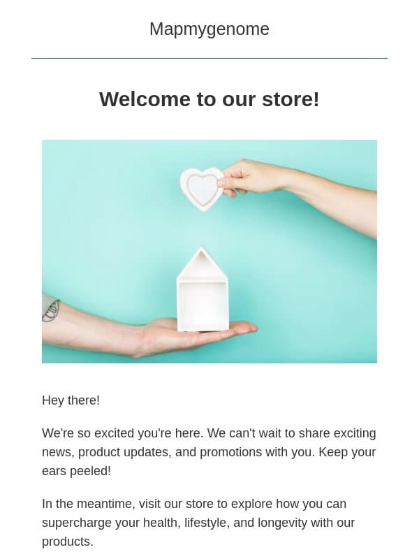 Welcome aboard! email from Mapmygenome