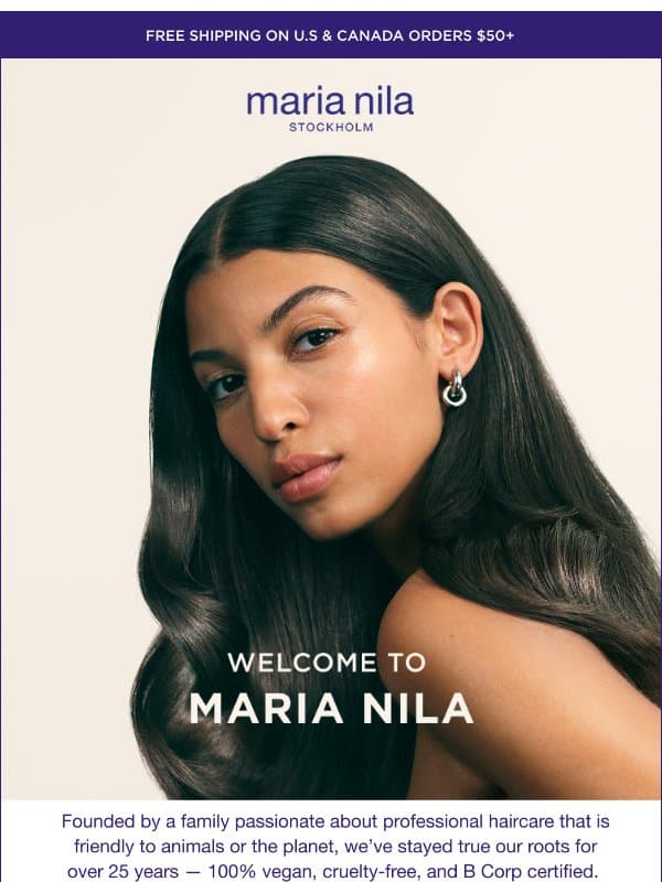 Welcome to Maria Nila 💚 + a little gift email from Maria Nila