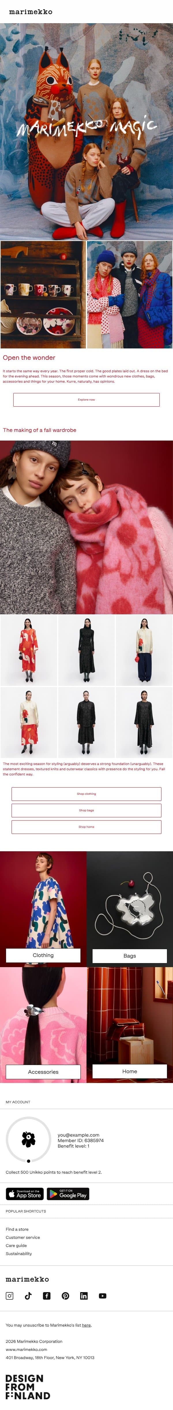 The holiday collection has arrived email from Marimekko screenshot