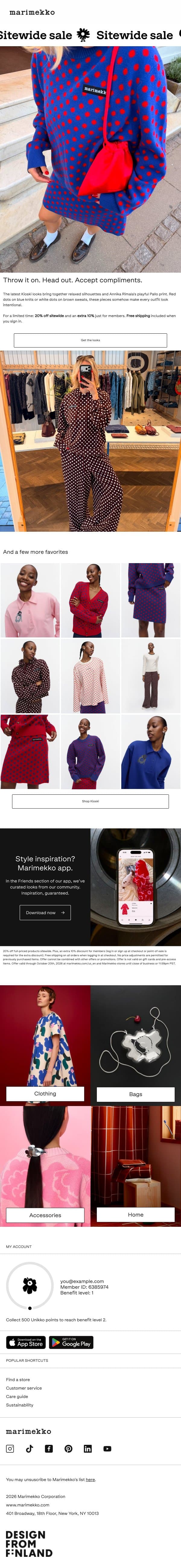 Found: your next favorite outfit email from Marimekko screenshot