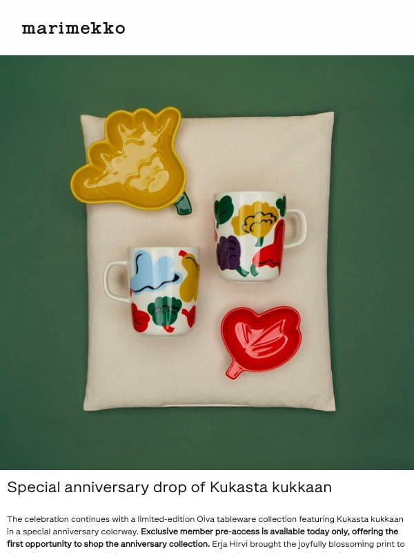 Marimekko’s 75th anniversary items email from Marimekko