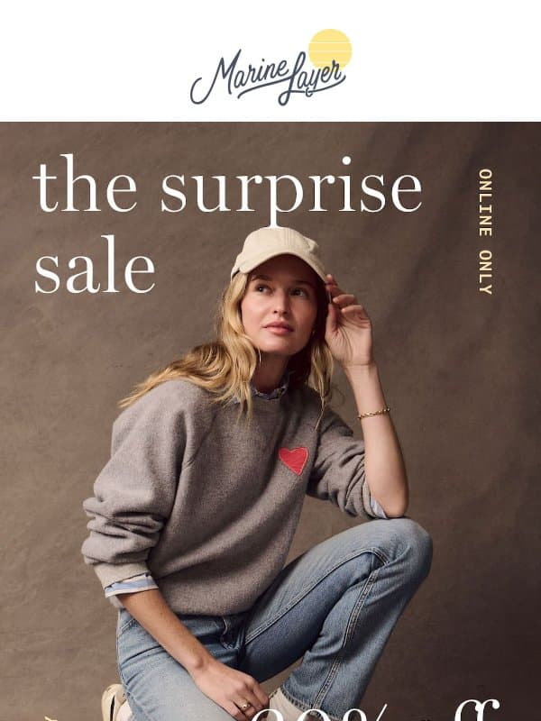 Surprise—20% Off Everything (Basically) email from Marine Layer