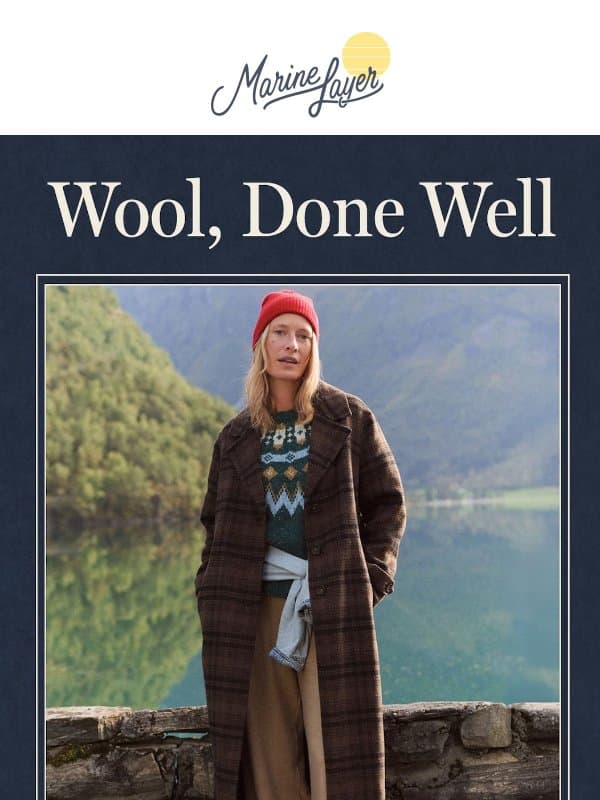 The Wool Outerwear Edit email from Marine Layer