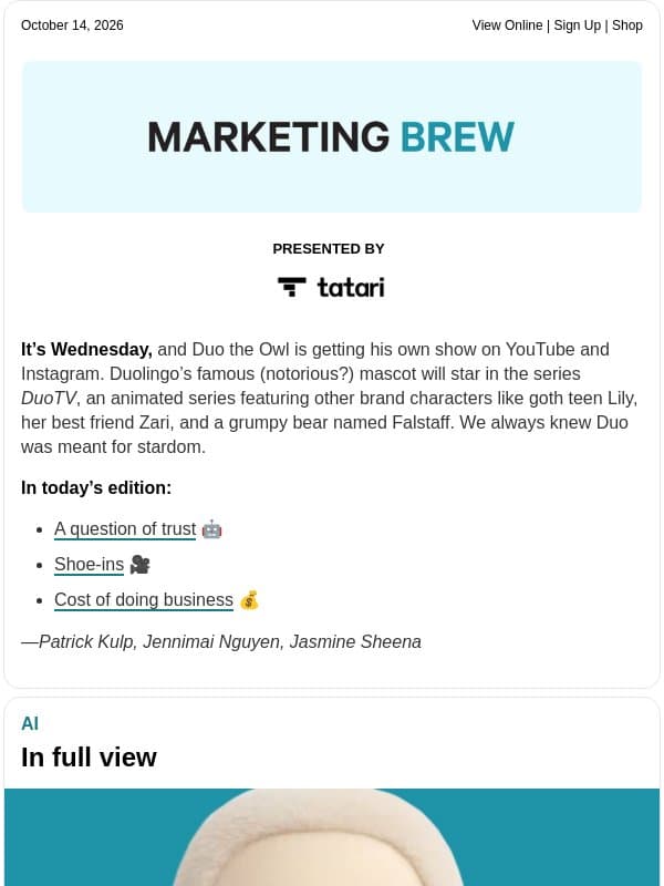 ☕ Suited up email from Marketing Brew