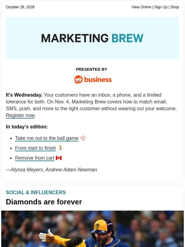 ☕ Eyes on the ball email from Marketing Brew
