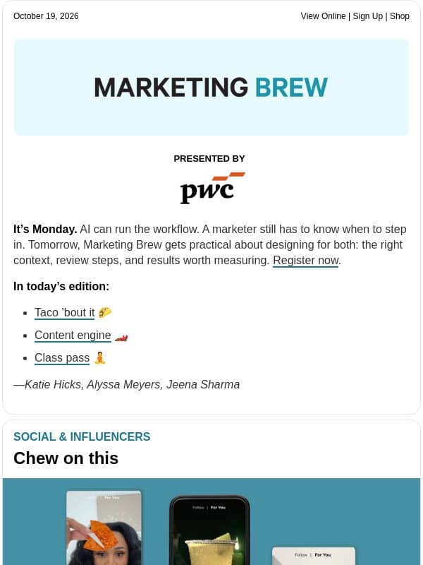 ☕ Secret salsa email from Marketing Brew