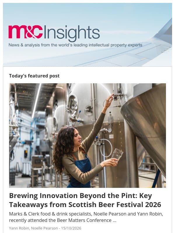 Brewing Innovation Beyond the Pint: Key Takeaways from Scottish Beer Festival 2026 email from Marks & Clerk