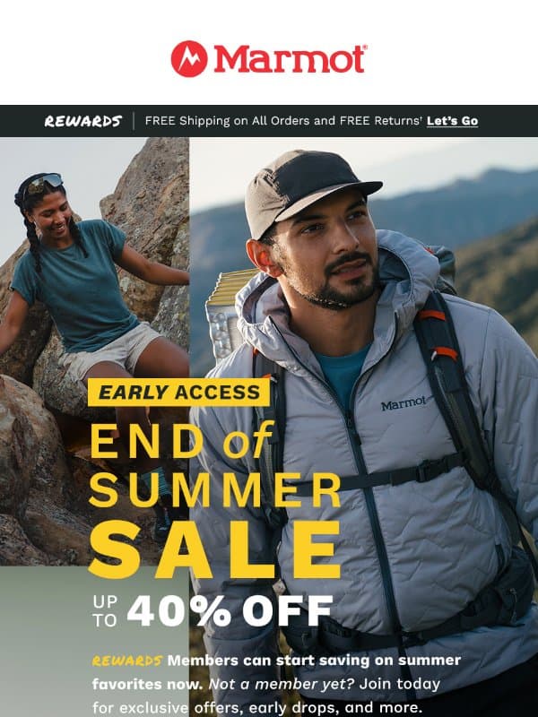 Members Only: Early Access to New Sale Items email from Marmot