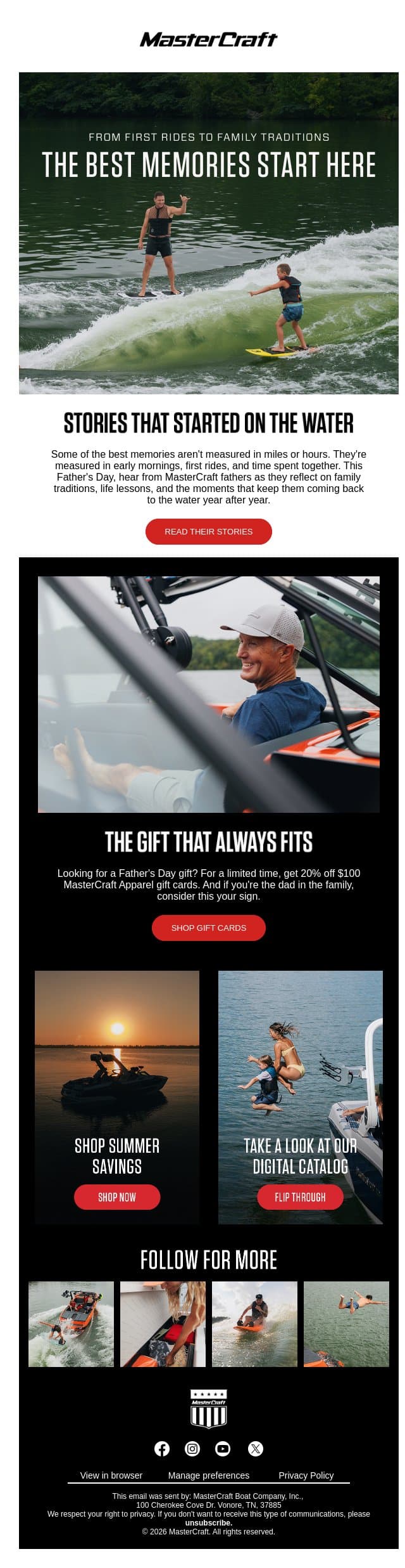 Call Your Dad email from MasterCraft Boat Holdings screenshot