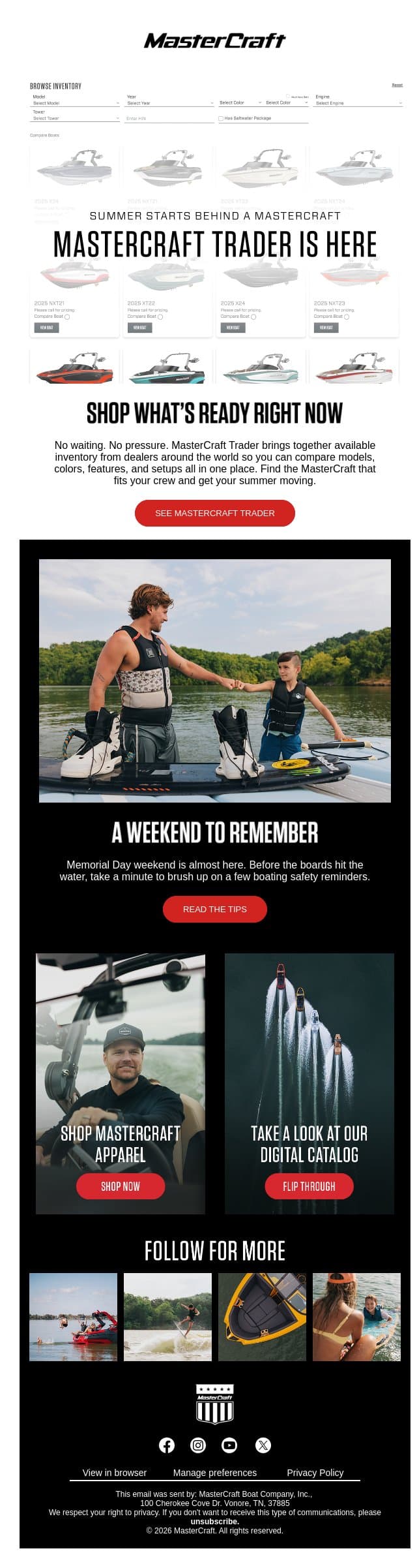 Introducing MasterCraft Trader email from MasterCraft Boat Holdings screenshot