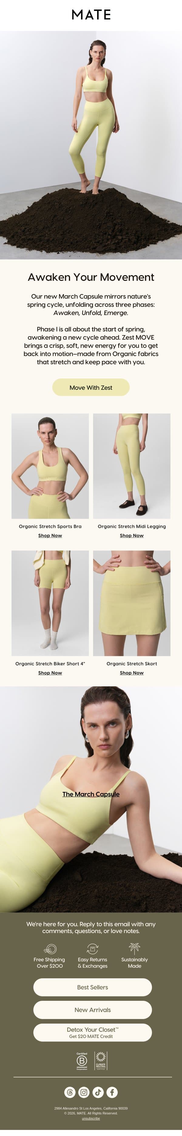 NEW ZEST ACTIVEWEAR email from MATE the Label screenshot