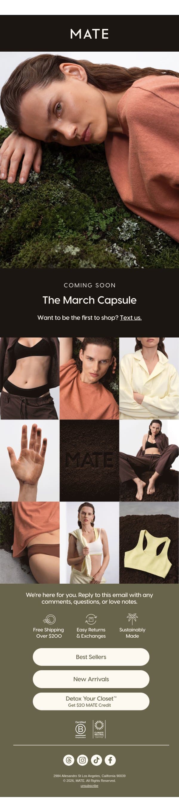 FROM SOIL TO SKIN email from MATE the Label screenshot
