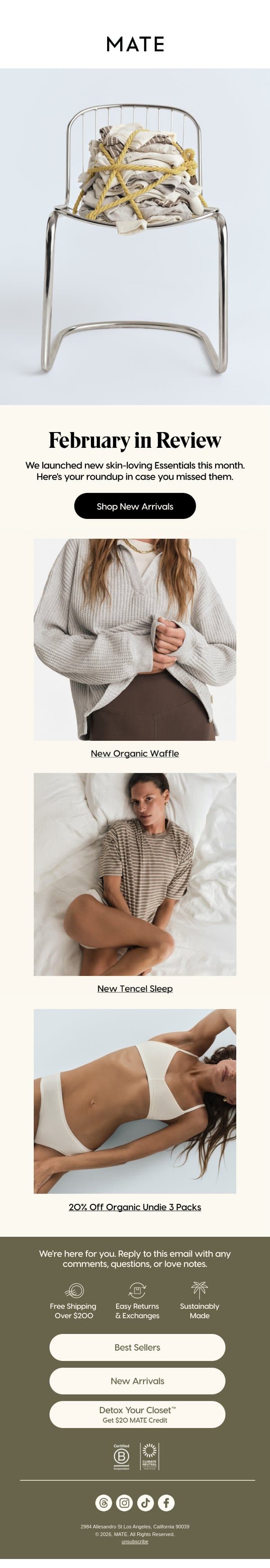 FEBRUARY IN REVIEW email from MATE the Label screenshot