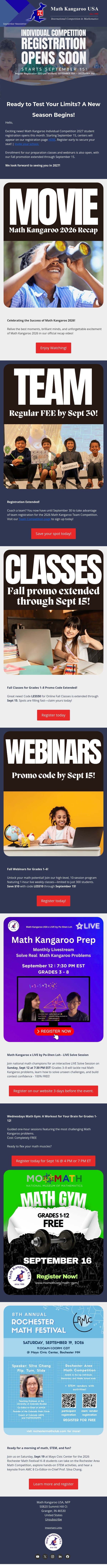 Math Kangaroo Newsletter - September 2026🦘 email from Math Kangaroo screenshot