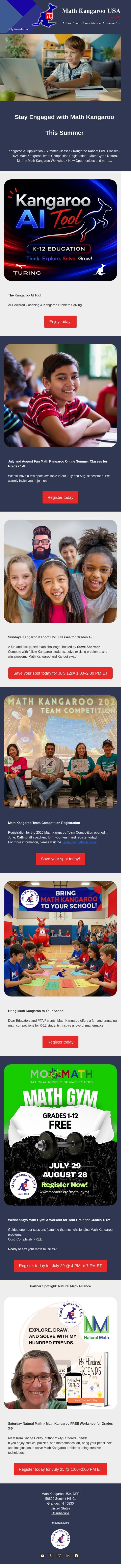 Math Kangaroo Newsletter - July 2026🦘 email from Math Kangaroo screenshot